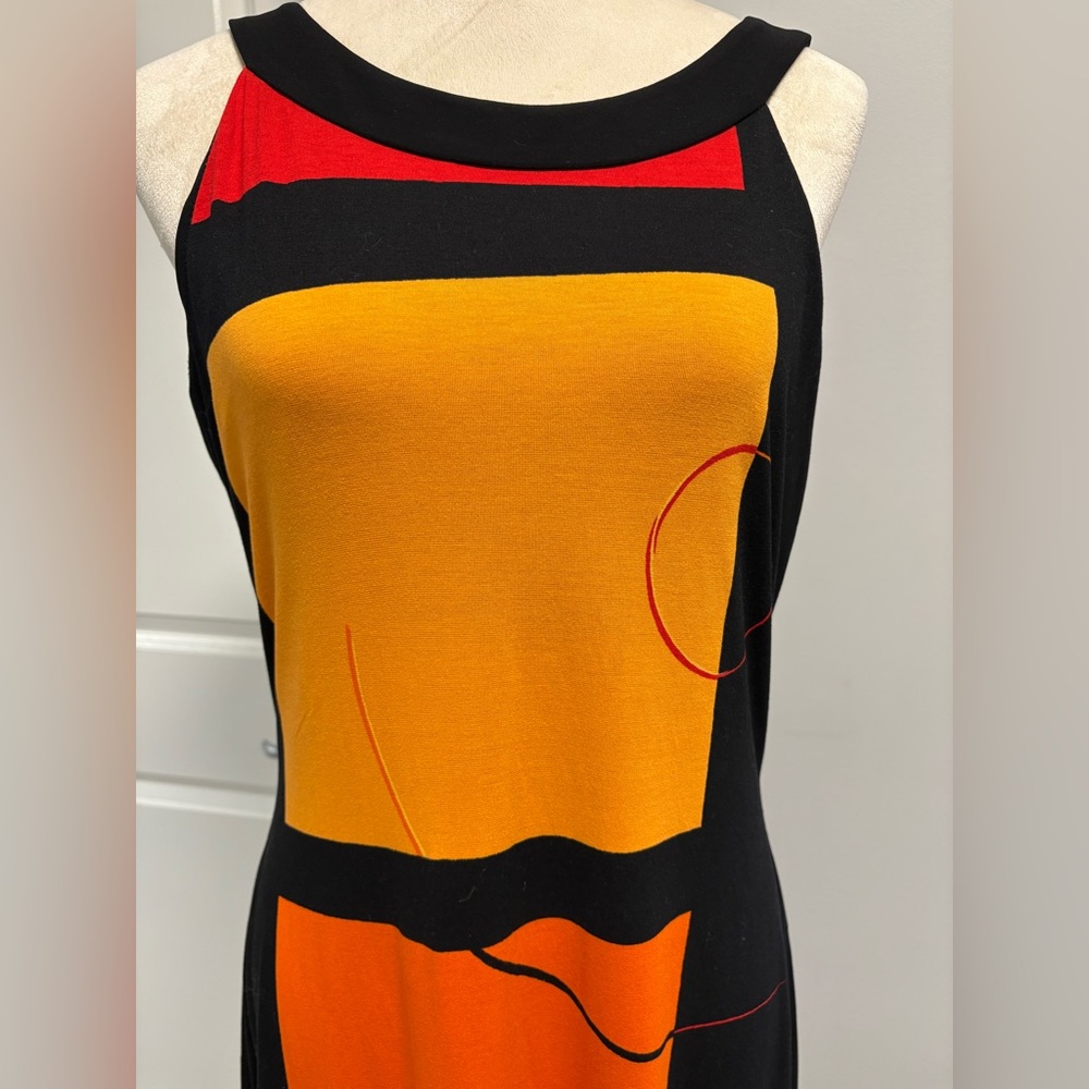 Joseph Ribkoff Abstract Yellow, Orange, Red Sheath Mini Dress - 10 - Picture 4 of 10